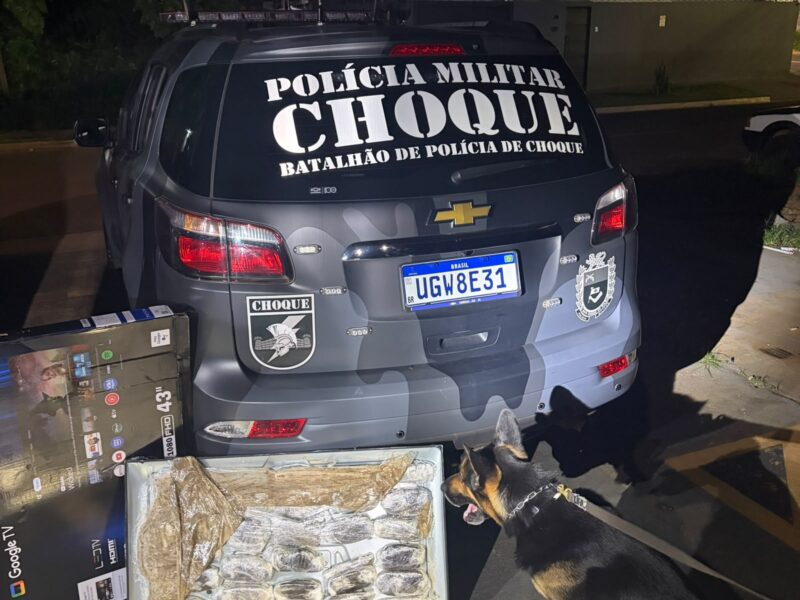 Batalhão de Choque apreende 5 quilos de haxixe escondidos em aparelho de TV